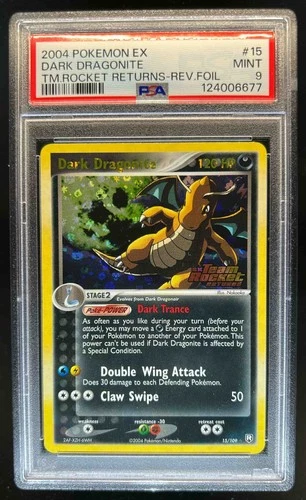 2004 Pokemon EX Team Rocket Returns Dark Dragonite Reverse Holo #15/109 PSA 9