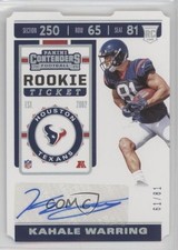 2019 Panini Contenders Rookie Ticket Stub 61/81 Kahale Warring #219 Auto 0dp1