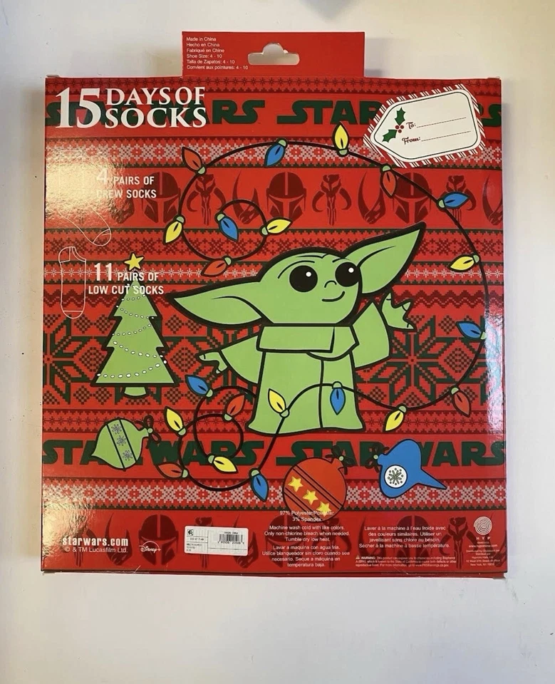 Star Wars Mandalorian Baby Yoda 15 Días de Calcetines Calendario de Adviento Mujer’s 4-10 Foto 2 de 3