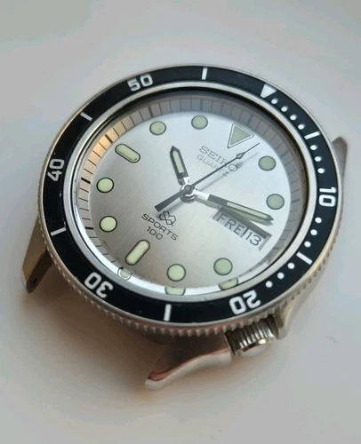 Vintage Seiko 7546-604C Sports 100 Quartz Diver 1979 Rare Silver Dial