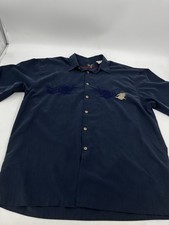 VTG Bamboo Cay Hawaiian Shirt Men  s XL Dk Blue Tropical Embroidered Pineapple
