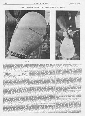 1907 2x Antique Engineering Prints - The Deformation of Ships Propellor Blades