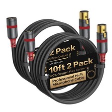 XLR Cables 10ft 2 Pack Oxygen-Free Copper OFC, Gold-Plated Connector Balanced...
