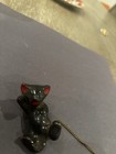 Vintage Wales Japan Redware Black Cat Kitten  Figurine with chain — photo 5