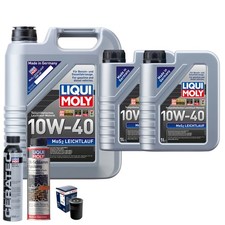 Motoröl 10W40 LIQUI MOLY Mos2 Leichtlauf 7L+BOSCH Ölfilter +Spülung +Cera Tec
