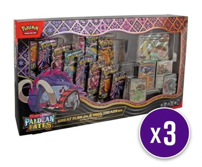Pokémon Paldean Fates Great Tusk Iron Treads EX Premium Collection X3 SEALED