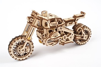 UGears Motorcycle Scrambler with sidecar 3D Wooden Puzzle DAMAGED BOX 30% OFF