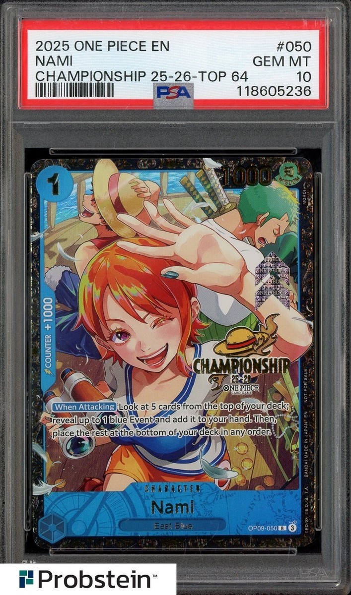 2025 ONE PIECE JPN #050 ナミ GEM MT 10 2025 One Piece EN Championship 25-26 Top 64 #050 Nami PSA 10
