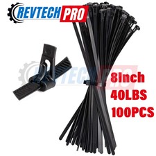 100 Pcs 8" Heavy Duty Releasable 40 Lbs Nylon Cable Zip Ties Black Wire ✅