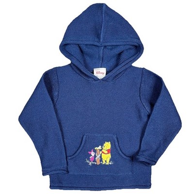 Vintage Disney Embroidered Winnie The Pooh Blue Knitted Sweater Hoodie Kids 4/5