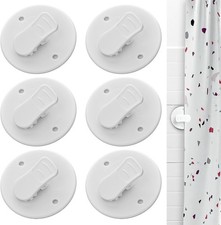6 Pcs Shower Curtain Clips Self Adhesive Splash for White
