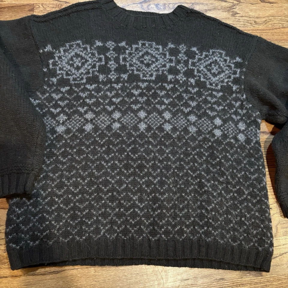 Suéter Jeffrey Banks Tejido a Mano Lana Shetland Verde Oliva Gris Talla XL Grueso Foto 3 de 4