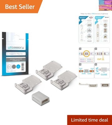 Cut-End to Cut-End Connector for Philips Hue/Solo Lightstrip 4 Pack, White - ...