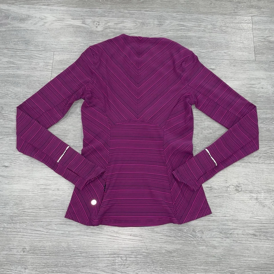Lululemon Shirt Womens Size 6 Kanto Catch Me Long Sleeve Stripe Running Athletic - Image 4 of 4