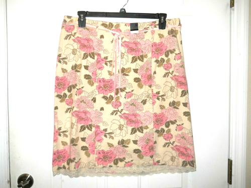 Jupe stretch femme Venezia taille 16 blanc cassé avec fleur rose longueur genou neuve avec étiquette - Photo 2/3
