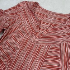 Soft Surroundings Red White Striped Notched V-Neck Tunic Top 2EQ47 Womens Medium