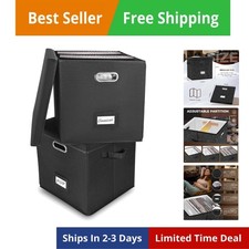 Vinyl Record Storage Box Set of 2 - Album Storage Holds 100 Single Records, ...