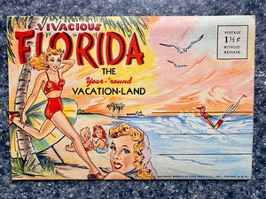 Beautiful Florida Linen Postcards Folders 12 postcard collection w/18 Views ea.