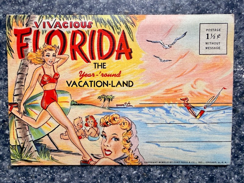 Beautiful Florida Linen Postcards Folders 12 postcard collection w/18 Views ea.