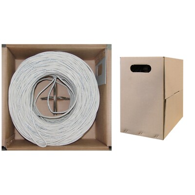 1000ft  CMR Cat5e White Solid Copper Ethernet Cable Pullbox UTP  POE  10X6-091TH