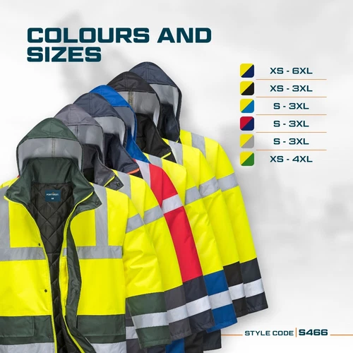 Portwest US466 Mens Waterproof Hi Vis Traffic Jacket Reflective Safety Coat image 4