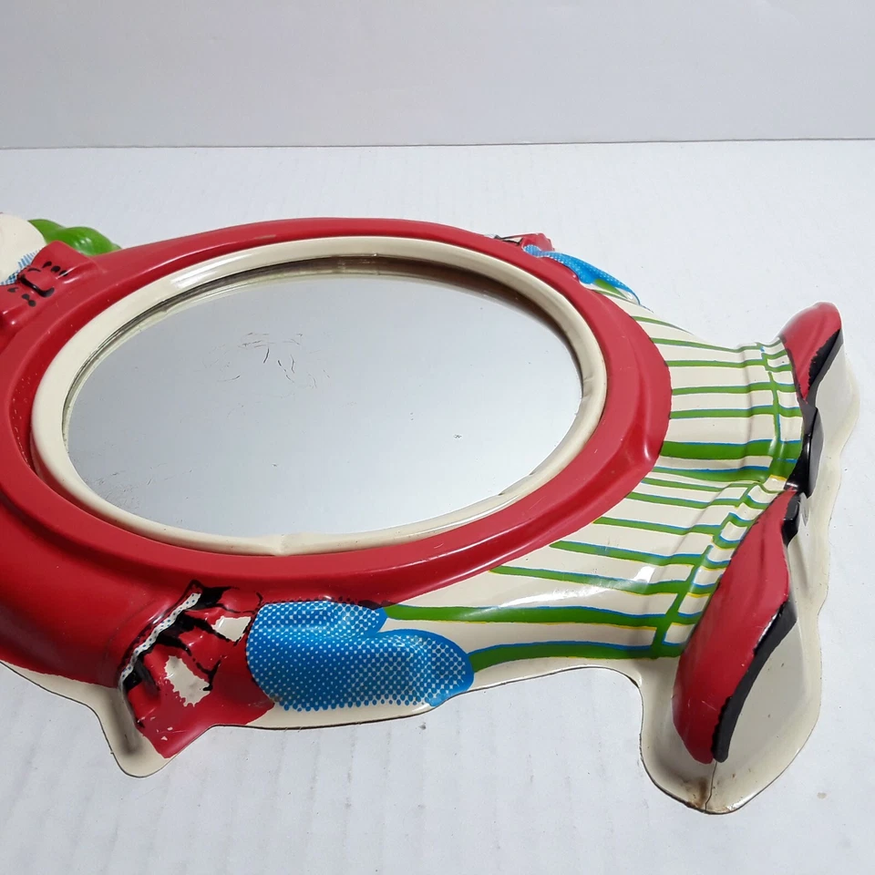 Vtg Kids Mirror Wall Plastic Decor Nursery Room Clown Green Hair Boy or Girl - Image 3 of 4