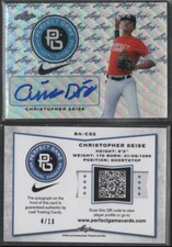 Christopher Seise #4/10 Auto RC 2016 Leaf Perfect Game Pink Prismatic Rangers