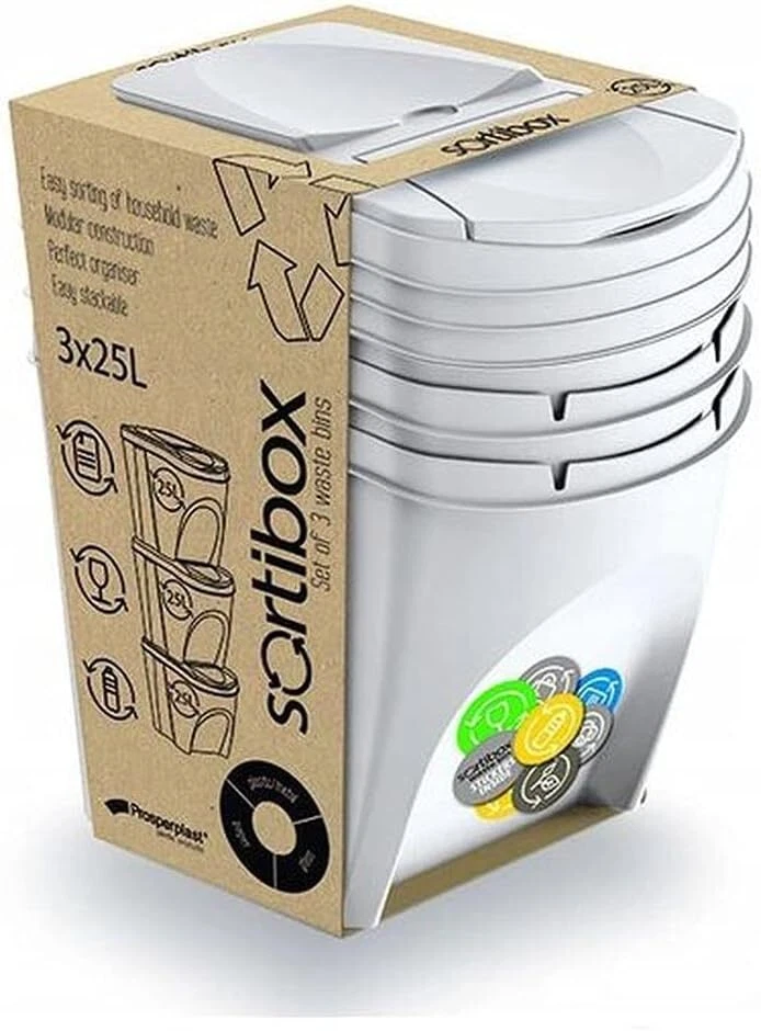Mülleimer Abfalleimer Mülltrennsystem 75L - 3x25L Behälter Sorti Box - Bild 2 von 4