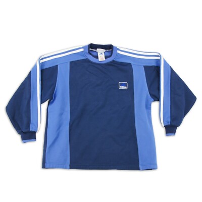 Adidas Pullover Gr. 164 Blau Logo Baumwolle Kinder Unisex Vintage Oberteil