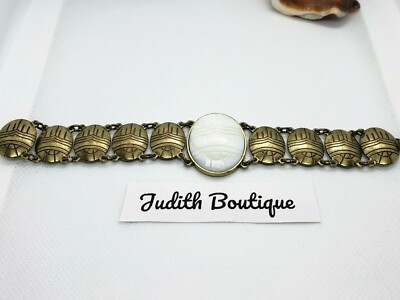 Jewelmint Mother of Pearl Antique Brass Link Bracelet 7