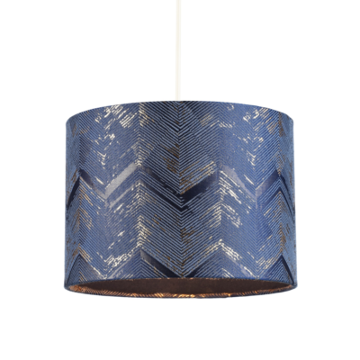 Contemporary Midnight Blue Drum Lamp Shade with Gold and Silver Metallic 