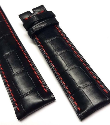 EBERHARD cinturino nero cucitura rossa 20mm 040 EXTRA FORT 31952 *GENUINE new - Picture 5 of 6