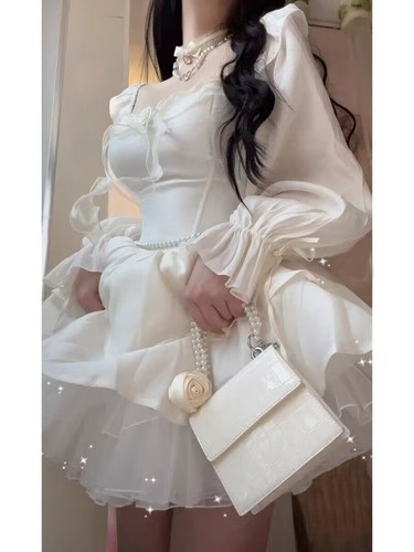 Girls Princess A-Line Dress Puff Sleeve Party Sweet Cute Japanese Fairy Dress - Bild 4 von 6