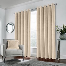 100% BLACKOUT THERMAL CURTAINS HAMPTON VELVET EYELET RING TOP PLAIN READY MADE