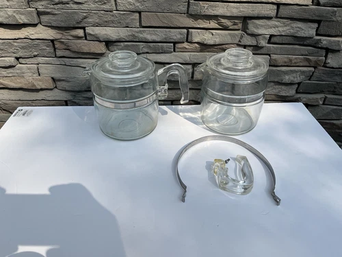 Pyrex Flameware Glass VTG Percolator Coffee Pot 6 Cup 7756 Lot Of 2 Parts *Read*