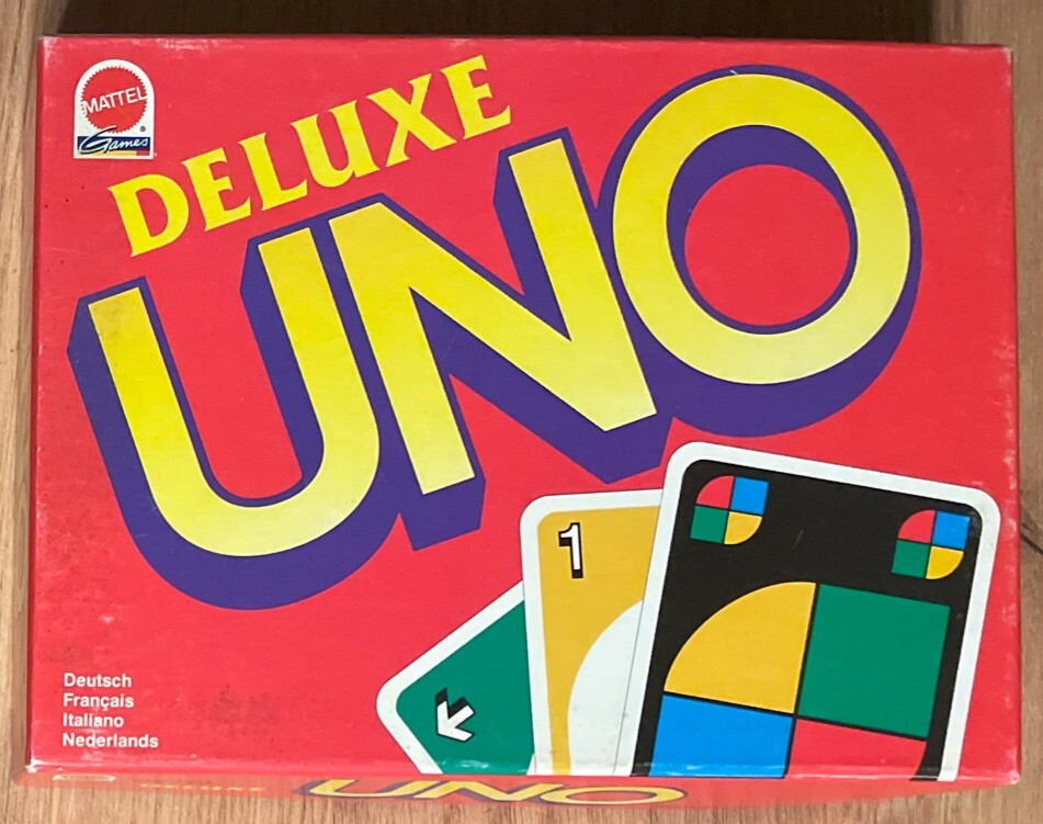 Uno Deluxe - 1992 Mattel Juego de Cartas Uno Clásico Retro Juego Vintage RARO DE COLECCIÓN