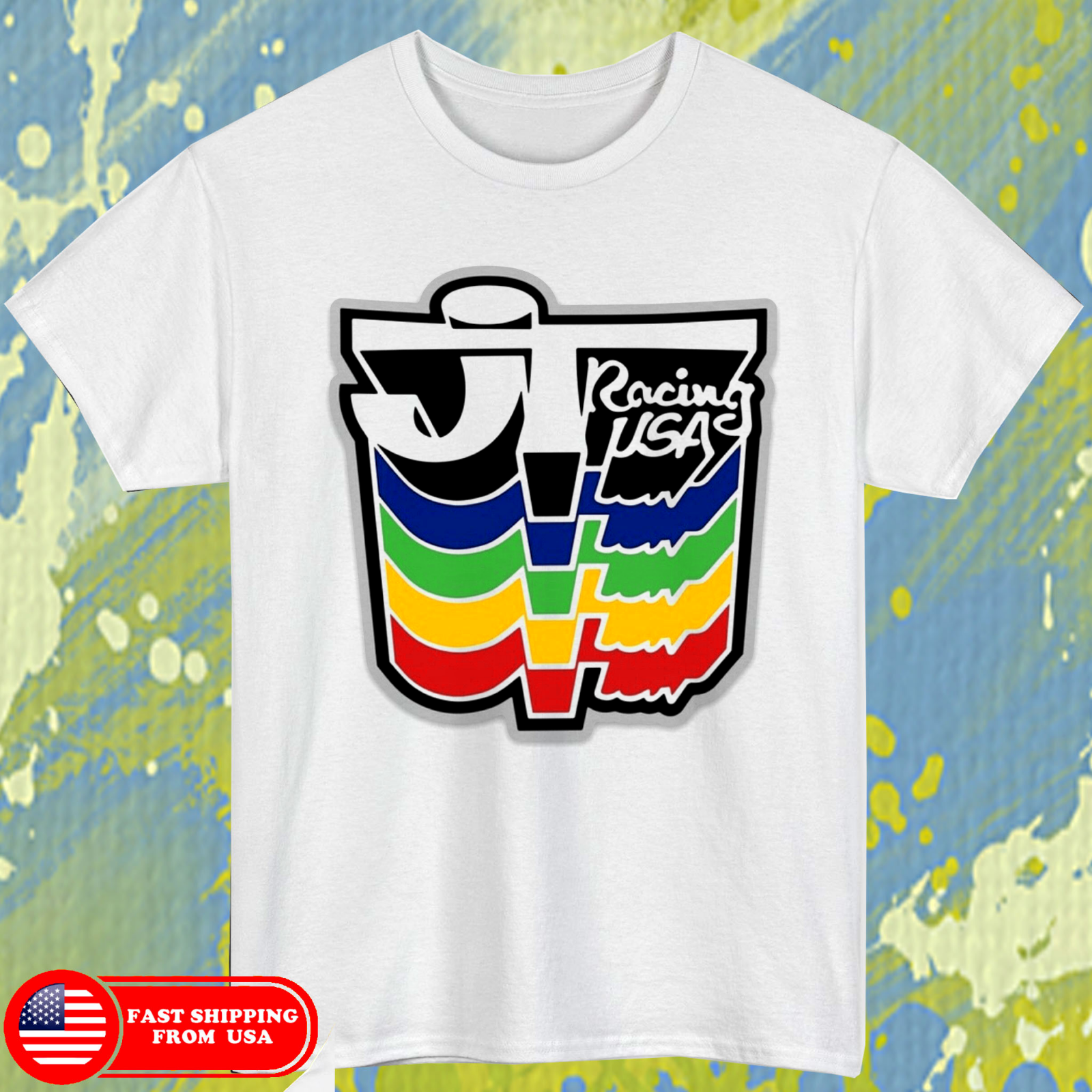 tshirt JT Racing Bicycle Old School Racing Logo size L white tshirt-image