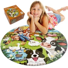 TALGIC Puzzles for Kids Ages 4-6 70 Piece Educational Round Floor Puzzles for...