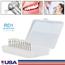 12X Dental Round White Stone Polishing Burs FG Abrasion Points Bur RD1 Polisher