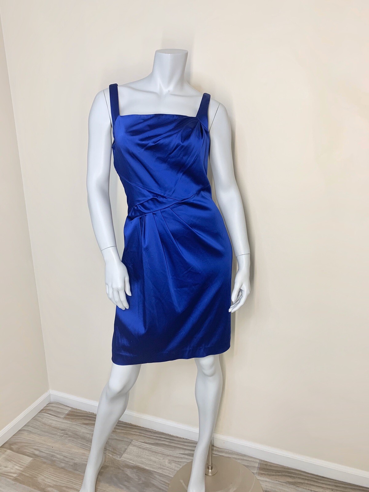 Calvin Klein Royal Blue Satin Cocktail Dress 12 Gem
