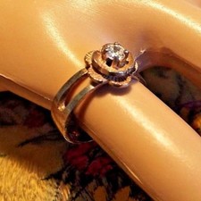 Vintage sterling silver dainty cz flower ring sz 6