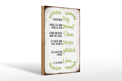 Holzschild Spruch 20x30cm geh deinen Weg lache viel Holz Deko Schild wooden sign