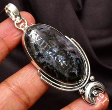 Mystic Merlinite Gemstone 925 Sterling Silver Handmade Jewelry Pendant 2.10"