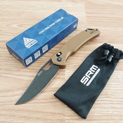SRM Knives 9201 Ambi Lock Folding Knife 3.5'' D2 Tool Steel Blade G10 Handle