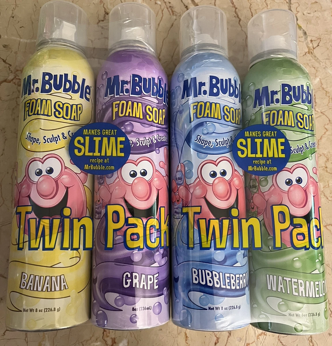 Lot of 4 MR BUBBLE Foam Soap,BUBBLEBERRY, WATERMELON, BANANA