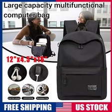 Men Women 16" Backpack Bookbag School Travel Laptop Rucksack Zip Bag USB Port