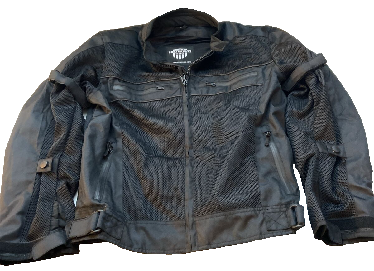 Nomad USA Mens Motorcycle Jacket Small Black Padded Mesh