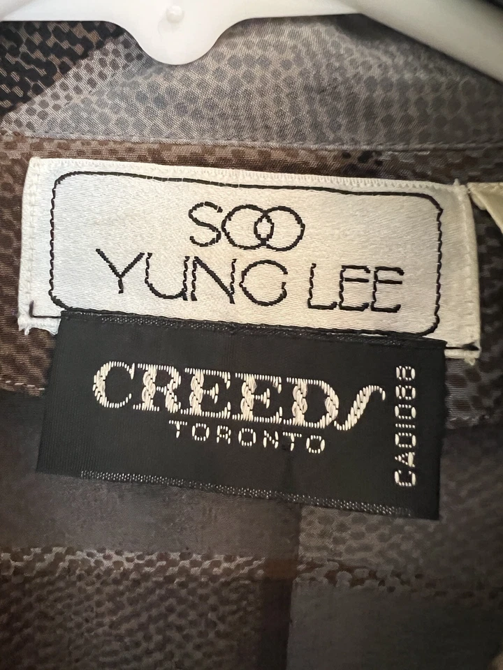 Soo Yung Lee Umi Collections Vtg Silk Tunic Dress Sz 10 Brown Plaid 80’s Creeds - Image 3 of 4