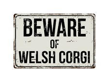 559VS Beware Of Welsh Corgi 8 "x 12" Vintage Aluminum Retro Metal Sign