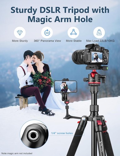 Compact 78" Camera Tripod for DSLR & Binoculars - 360° Pan Head Stability - Picture 4 of 10